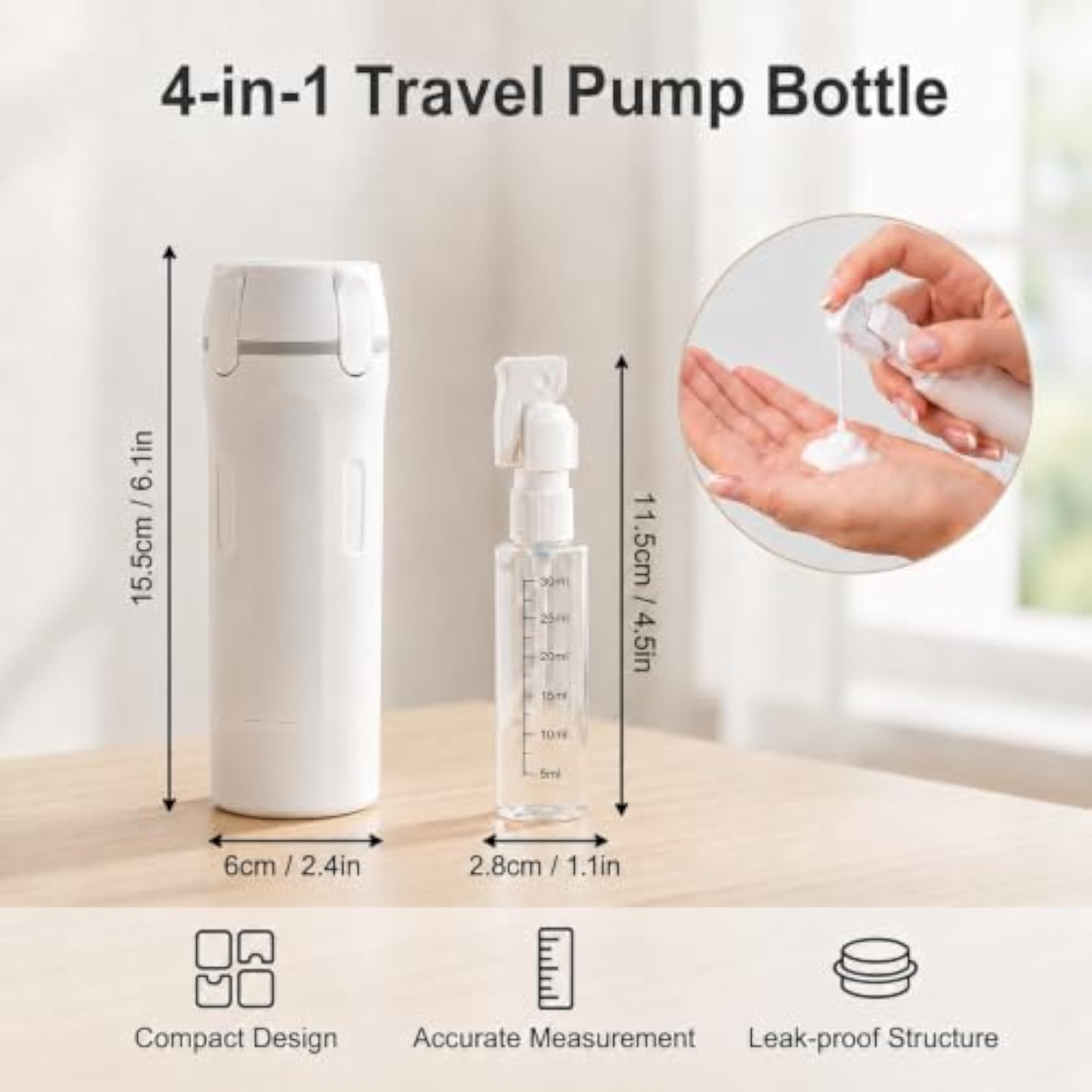 4 in 1 Travel Dispenser Bottle Set, Leakproof Toiletry Organizer
