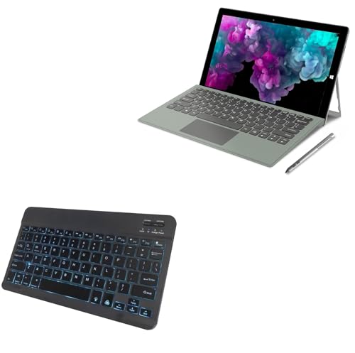 BoxWave Keyboard Compatible with Jumper EZpad Go Tablet - SlimKeys Bluetooth Keyboard - with Backlight, Portable Slim LED 7 Colors - Jet Black