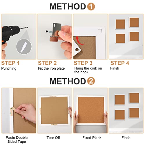 8 Packs Cork Bulletin Board With Frame, Decorative Linen Bulletin Corkboard Small Push Pin Board With 32 Push Pin 16 Clips For Office School Home Wall Picture Photo(White,Square) #TOP3