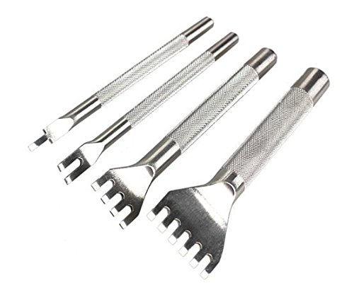 Gaosi Tools Stainless Steel 1 2 4 6 Prong Flat Chisel Leather Craft Tools Hole Punch Tool Set Diy. Lacing Stitching Chisel Punch Tool 3mm Width - Thumbnail 2