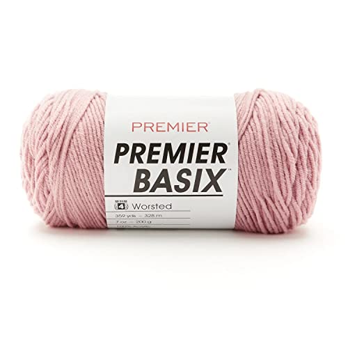 Premier Yarns Basix Solid Worsted Yarn Made of Acrylic Ideal Yarn for Crocheting and Knitting Light Mauve 359 Yards