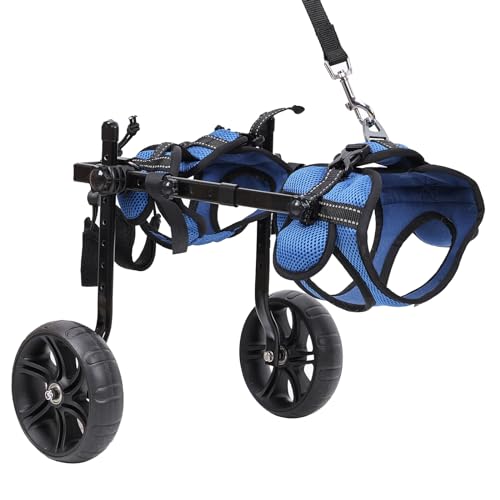 Pvirbravoo Dlm-01 Hunderollstuhl für kleine Hunde, verbesserte All-Terrain-Reifen, verstellbarer Hunderollstuhl, reflektierendes Sicherheitsdesign für behinderte oder verletzte kleine Hunde