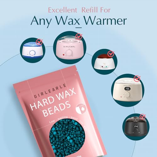 Image of GIRLEARLE Hard Wax, Jasmine Infused Wax Beans for Sensitive Skin, 1lb, Wax for Hair Removal, Bikini, Legs, Eyebrow, Facial, Full Body Waxing for Women and Men
