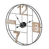 Produktspezifikation: Ø60cm, Holzblock mit arabischen Ziffern, Eisenrahmen. Vintage und natürlich, industrieller Stil. Schön und praktisch zugleich.