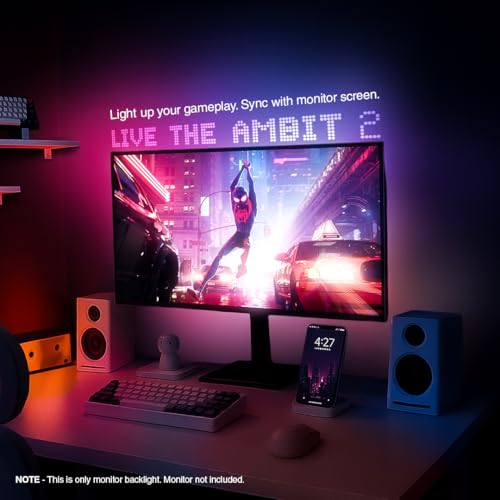 Image of Mitsuko Ambit 2 Monitor Screen Sync RGB Premium Backlight Frame (24-27 Inch Monitors), USB Plug & Play, Real-Time Color Match, App Control for Windows & Mac, Dynamic & Static Modes, Gaming Lighting