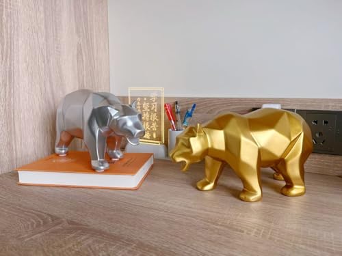 Escultura geométrica abstracta oso decorativo dorado miniatura 5