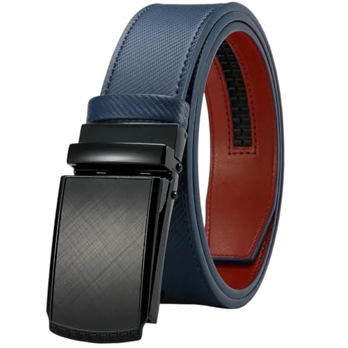 Mens Black Belt Metal Automatic Buckle Waist Work Belt Reversible Belt