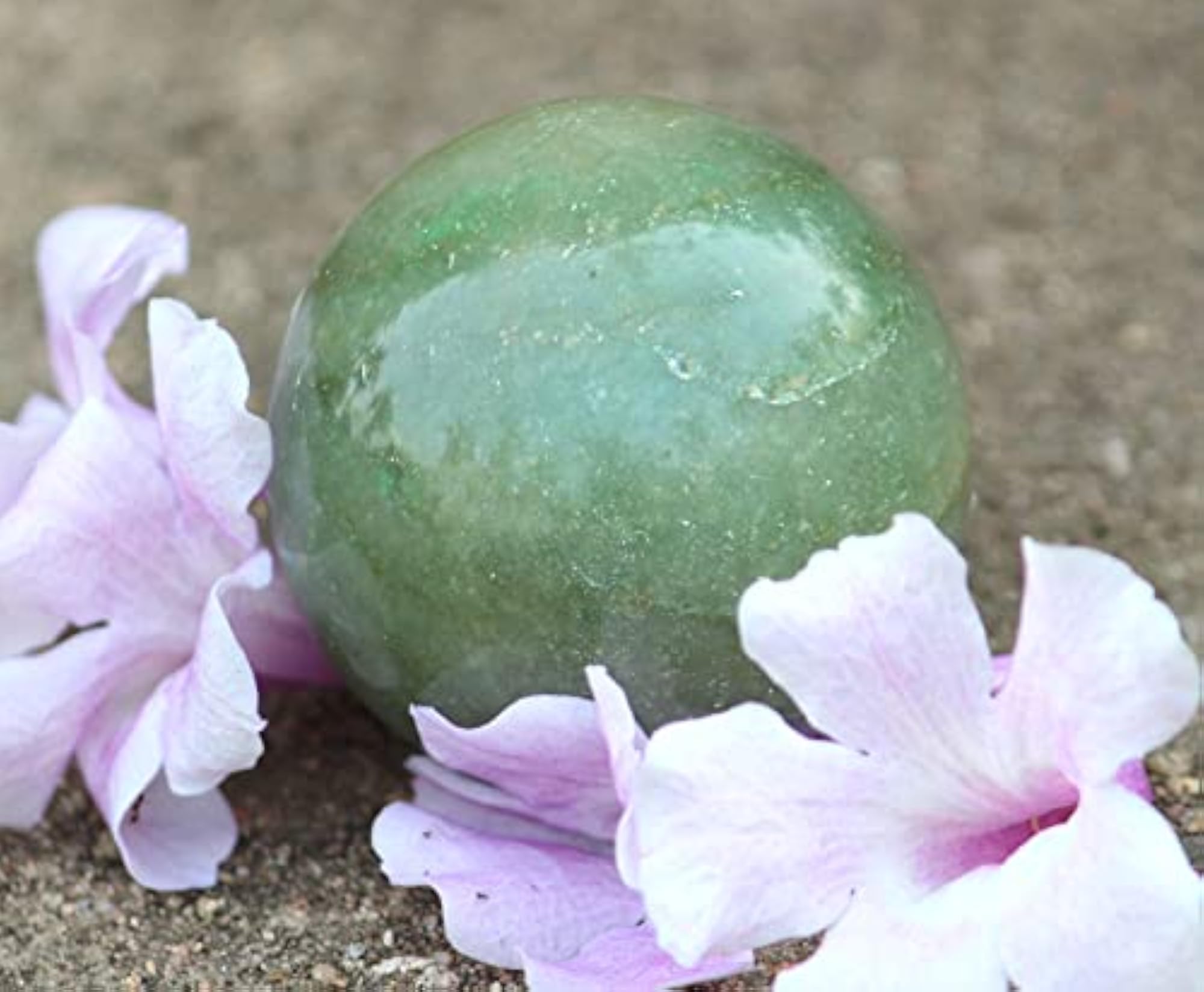 Jet Green Aventurine Hand Carved Crystal Ball Sphere, Healing