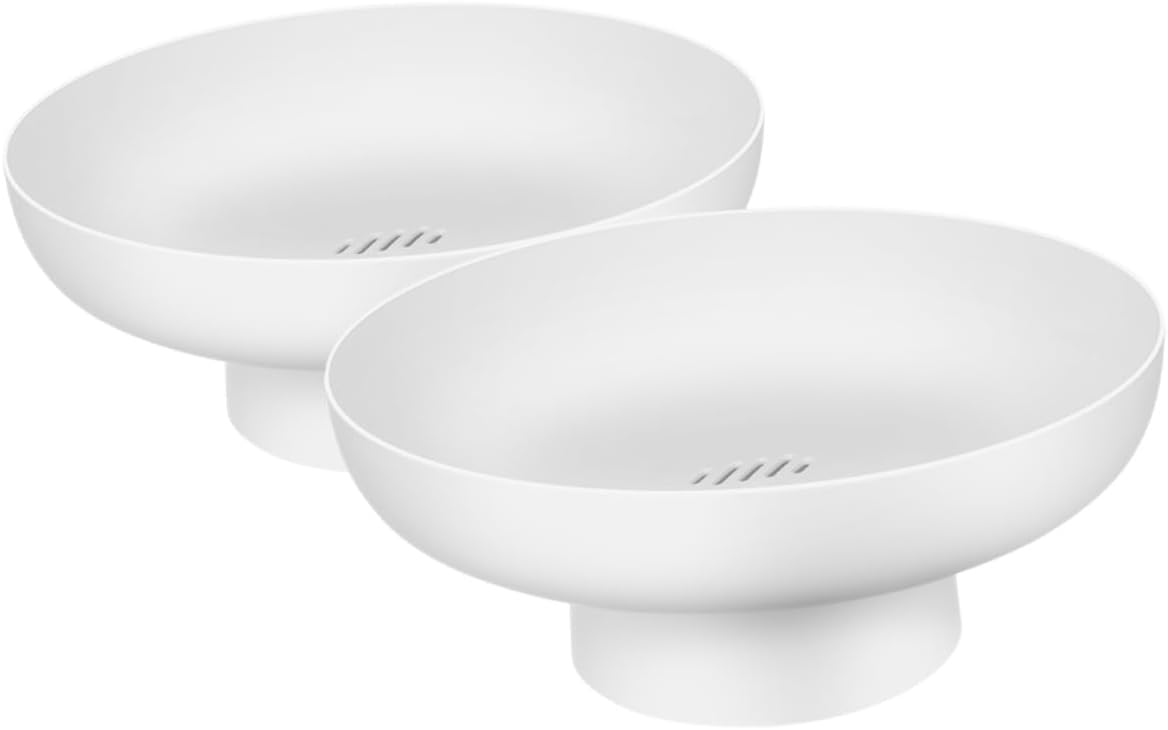 2pcs White Ceramic Fruit Bowl Pedestal Set, Modern Kitchen Counter Dessert Presentation Dish for Home Dining Table Storage and Snack Display