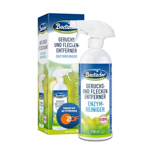 Bactador Geruchsentferner & Fleckenentferner Spray 750ml - Biologischer Enzymreiniger als Gebrauchsfertige Lösung gegen Schweiß, Katzenurin, Hundeurin, Tiergerüche - Für Haushalt, Auto & Tierumgebung