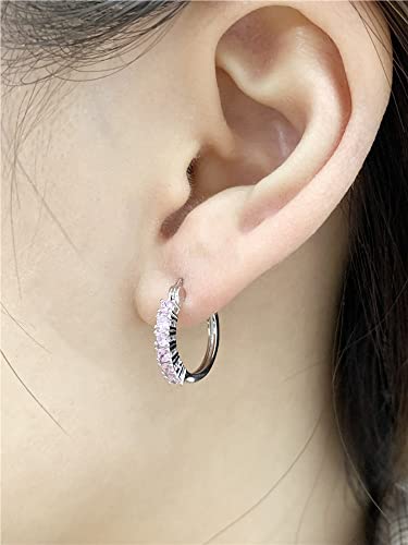 CZ Huggie Hoops Earrings for Women Girls Hypoallergenic Silver Cubic Zirconia Small Hoop Lever Back Click-Top Minimalist Jewelry Gifts for Friends2