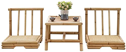 YOYOSHU Rattan Small Tea Table Chinese Zen-Style Simple Bamboo and Rattan Japanese Tatami Table and Chair Combination Tables(Size:50cm)