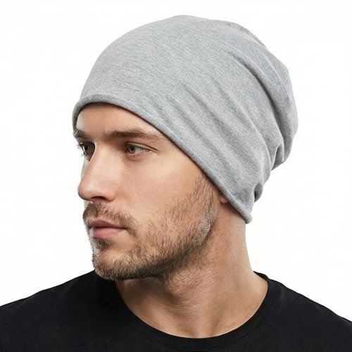 Image of ZLYC Cotton Thin Slouchy Beanie Hat for Men Women Fashion Soft Stretch Knit Skull Cap