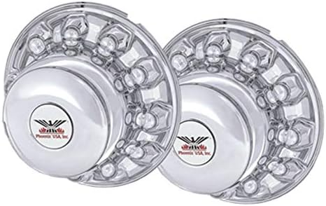 PHOENIX QH2001R-x2, Set of 2 Rear Hub Covers - Fits 2017+ FORD F450 F550 19.5 10 Lug, 225 Bolt Circle, Rear Wheel Liner/Hub Cover (for aluminum Wheels only)
