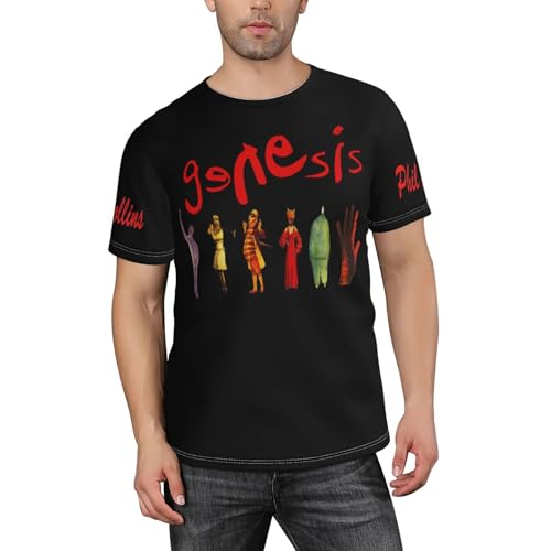 Photo de Phil Singer Collins Chemise pour Homme Chanteur de Rock Classique T-Shirt à Manches Courtes Concerts T-Shirts décontractés Cadeau pour Les Fans Porter au Quotidien XL
