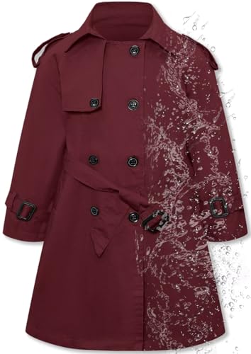 Image of Betusline Womens & Girls Waterproof Trench Coat Double Breasted Lapel Overcoat Outerwear, 3 Years - Women 2XL