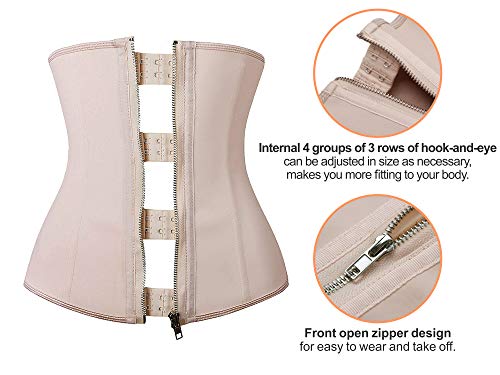 Image of YIANNA Latex Waist Trainer for Women Tummy Control Zipper Underbust Waist Cincher Corset Hourglass Body Shaper Sport Girdle