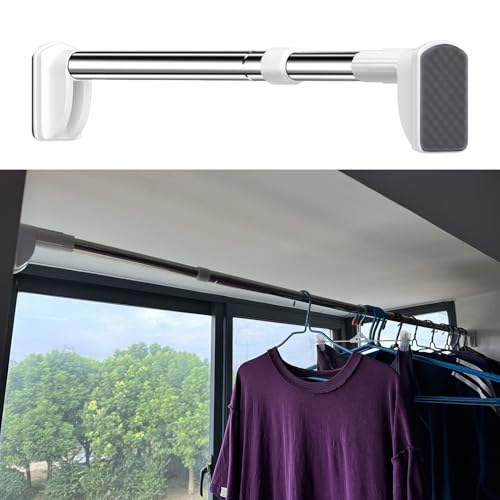 Barra Appendiabiti Asta Appendiabiti Retrattile per Armadio/ mobile, Asta Appendiabiti Portante per Lavanderia, Asta Appendiabiti con Supporti per Estremità Grandi, Tubo Spesso per Guardaroba(50-80cm(