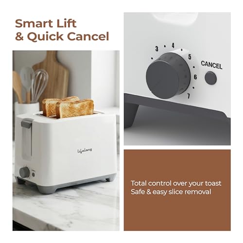 Image of Lifelong Toaster 750 Watt | Bread Toaster 2 Slice | Auto-Cut-Off | Self-Centering for Even Toasting | Removable Crumb Tray | High Rise Carriage Handle |Pop-Up Toaster | Kitchen Appliance (LLPT09)