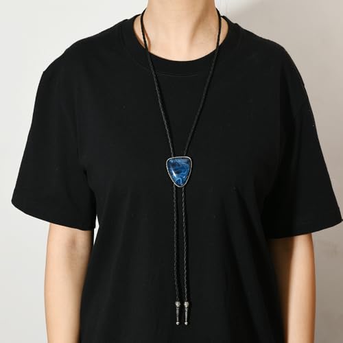 Image of Joxevyia Bolo Tie for Men Vintage Cow Skull Leather Rope Western Cowboy Necktie Vintage Bola Tie Gift for Him