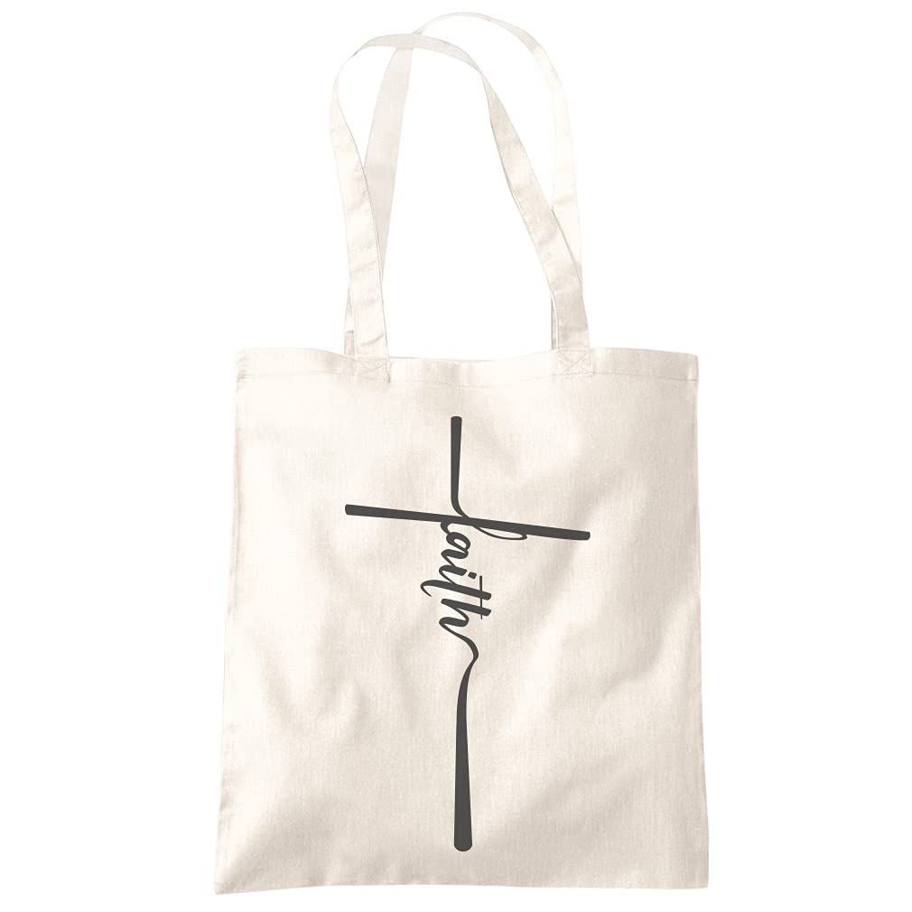 HotScamp Faith - Tote Shopping Bag - Christian Cross Jesus One size natural