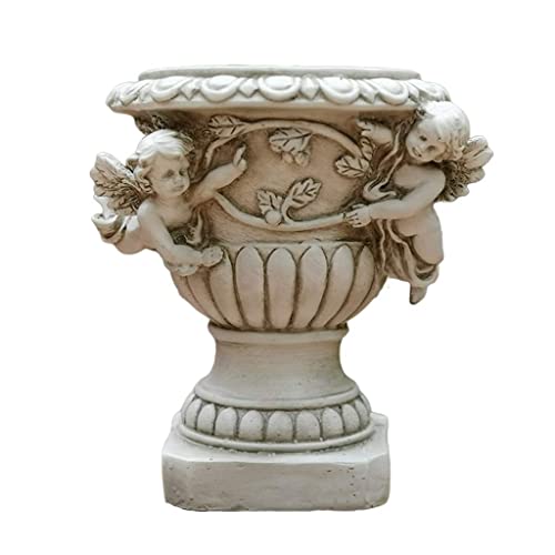 Planter Flowerpot Planter Pots Unique Plant Pots Resin Planter Goblet-Shaped Flowerpot Angel Decoration Plant Pots Garden Pots(17.5x17.5x21.5cm)