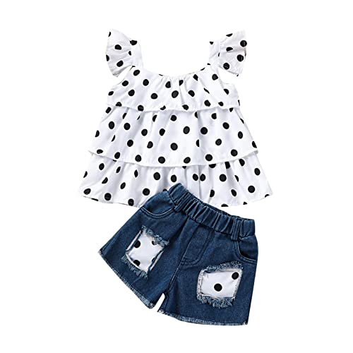 BILIKEYU Kids Toddler Baby Girls Spring Summer Polka Dot Cotton Sleeveless Vest Shorts Outfits Clothes