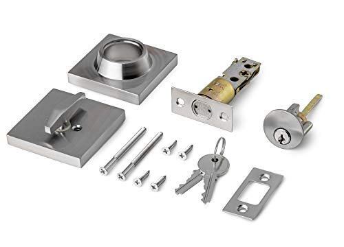 Berlin Modisch Single Cylinder Deadbolt Lock Slim Square For Front Door Modern Contemporary High Security Heavy Duty – Satin Nickel Finish thumb #3