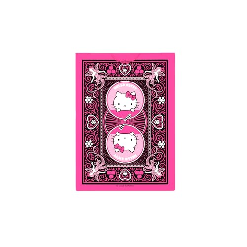 Image of Bicycle Hello Kitty Playing Cards, Black & Pink, 1 Deck | Hello Kitty on court cards, Kawaii black and pink design, Adorable number cards with mice and teddies, Made in USA