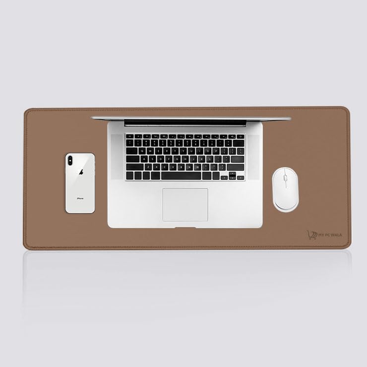 Image of Desk Mat 60x30 cm (11 x 23 inch) Khaki | Large Mouse Pad for Office Computer Laptop Keyboard | Waterproof Anti-Slip Rubber Base Desk Mat