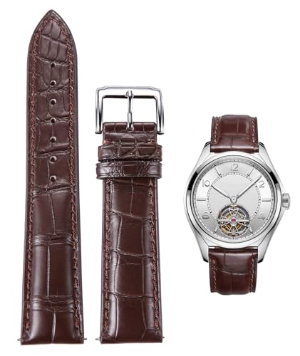 BINLUN Correa de Cuero Cocodrilo Grabado Correas Piel de Alligator Relieve Genuina Pulsera de Leather Hombre Mujer Hebilla de Aguja de Liberación Rápida Artesanal 18mm 19mm 20mm 21mm 22mm 24 mm