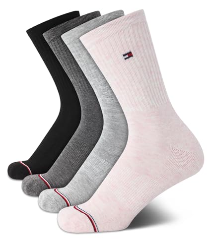 Image of Tommy Hilfiger Womens Crew Socks - 4 Pack Cushioned Crew Socks with Arch Support, Soft Athletic Socks for Women