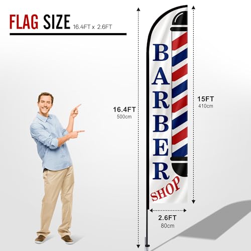 Image of MASTERCANOPY 15FT Tall Barber Feather Flag Pole Kit White