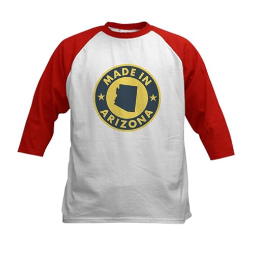 CafePress Made in Arizona Kids Baseball Jersey Kids Cotton Baseball Jersey, 3/4 Raglan Sleeve Shirt Red/White