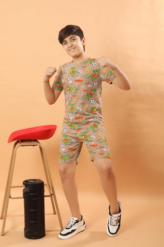 Image of Boys Halfsleeves Cotton Solid /Printed T-Shirt & Shorts Summer Co-ord Set /Clothing Set /Casual wear