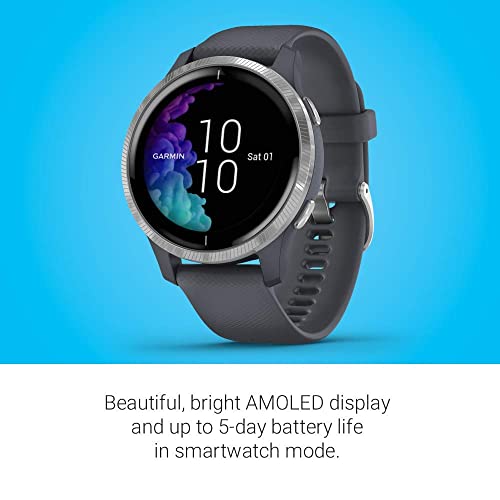 Garmin Venu, GPS Smartwatch with Bright Touchscreen Display, Features Music, Body Energy Monitoring, Animated Workouts, Pulse Ox Sensor and More, Silver with Dark Gray Band (Renewed) - Image 4