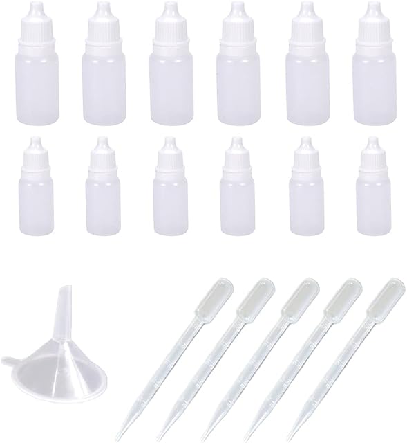 PULAITEJ 30 Pcs dropper bottle dropper bottle Empty Eye Drops Bottle Squeezable Dropper Bottles White Translucent Plastic Eye Dropper Bottles 10ml and 5ml with Dropper
