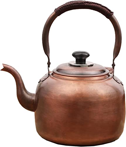 Tetera de cobre puro – Tetera de metal de 3 litros para estufas de gas, decoración rústica de cocina, diseño moderno, duradera y funcional