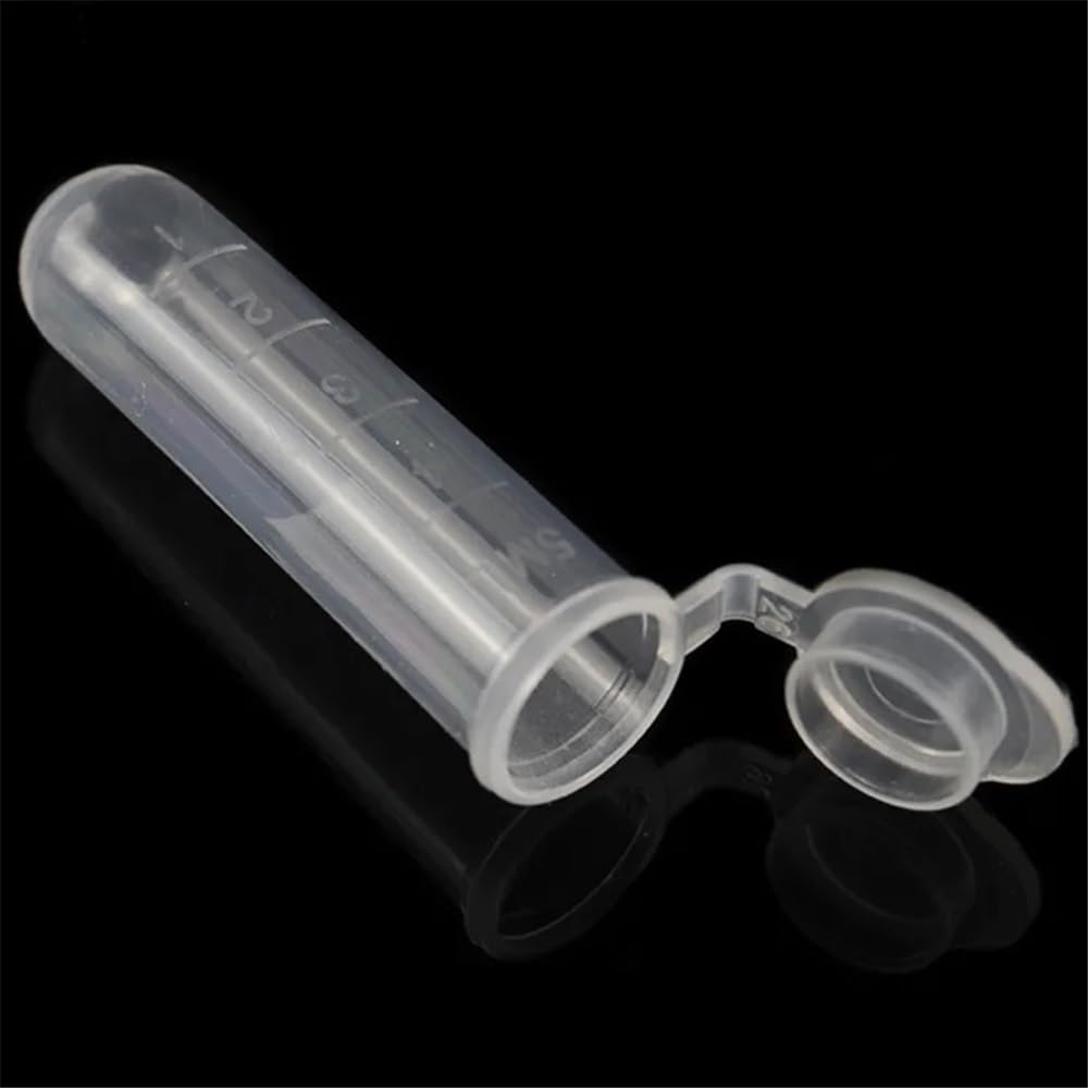Instrumentos y Equipos de Laboratorio Tubo de centrífuga de microtubos de 5 ml, tubo de centrífuga de laboratorio, fondo redondo, tapa a presión, transparente, diámetro 13 mm, altura 53 mm, 300 tubos