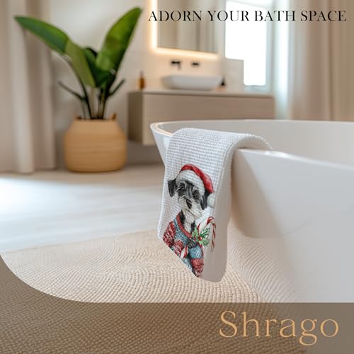 Image of Christmas Schnauzer Kitchen Towels, Schnauzer Gifts for Women Men Dish Tea Towels, Funny Candy Cane Dog Decorative Hand Towel for Bathroom Decor, 16x24 Inch