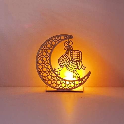 Ramadan Decorations for Home Eid Mubarak Moon Wooden Plaque Hanging Pendant Islam Muslim Event Party Mubarak Decor Supplies (Color : 4) (1)