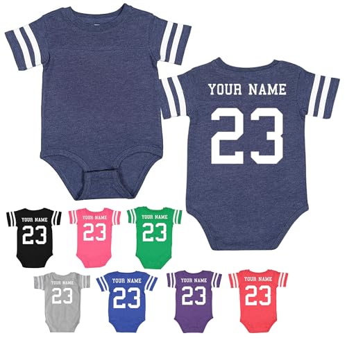 Custom Cotton Football Sport Jersey Baby Bodysuit Personalized with Name and Number - Back Only3