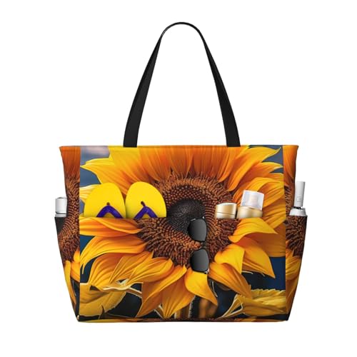 AYYQWE Hermosa bolsa de viaje de playa con estampado de girasol 2 para mujeres y hombres, bolsa de viaje ligera para vacaciones, picnic al aire libre