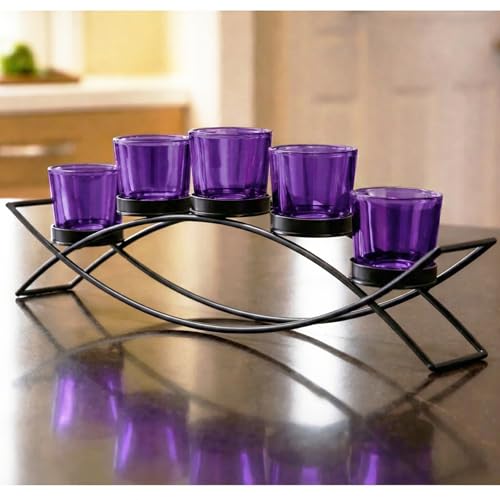 Seraphic Dining Room Table Centerepice,Tealight Candle Holder, Purple