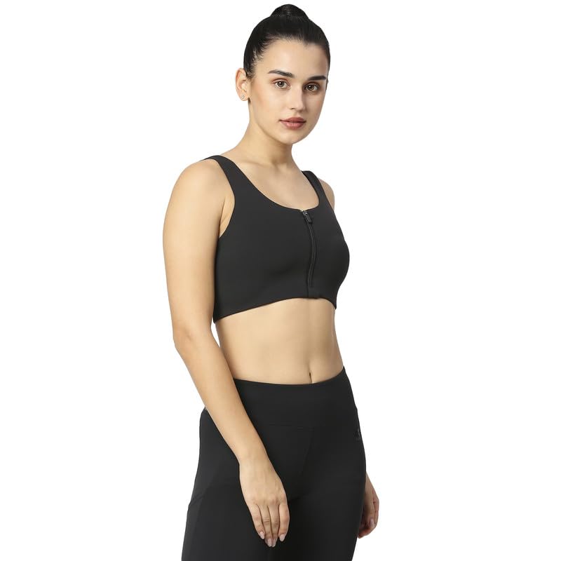 Image of Front Zip Cross Back Gym Sports Bra
