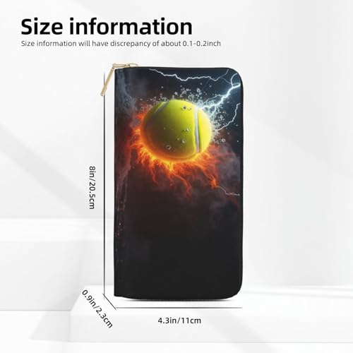 Wallet Women - Cool Yellow Tennis Ball-A Print Leather Wallet for Women with Zipper, Cute Bifold Long Ladies Wallets2