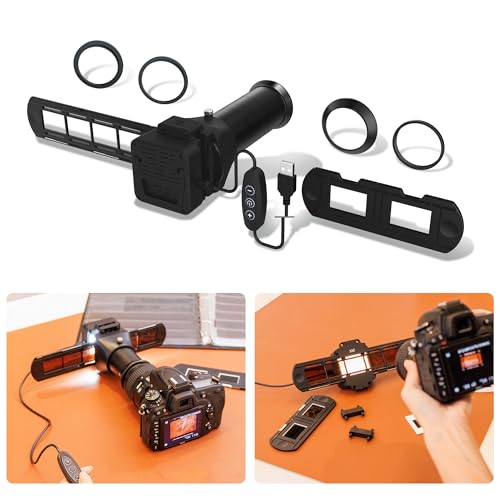 JJC - Adaptateur de numérisation de film ES-2 avec ensemble de lumière LED USB 6500K, scanner de copie de film négatif Convertit les négatifs 35 mm en JPEG...
