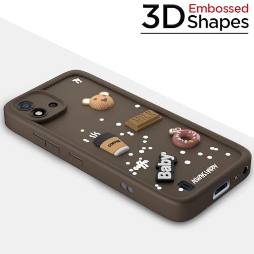 Image of Pikkme Back Cover for Realme C20 | Cute Fun Cartoon 3D Bear Silicone Full Body Protection Bumper Case (Brown)