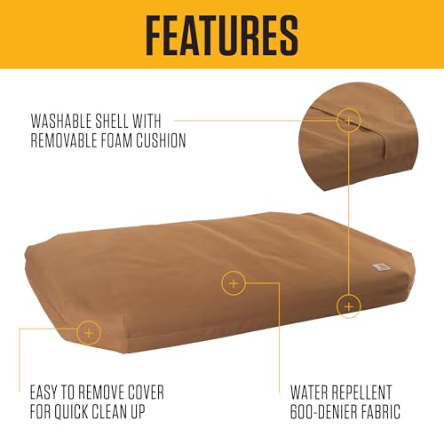 Carhartt Field Hundebett, strapazierfähiges, wasserabweisendes Material mit dreifach genähten Hauptnähten, Carhartt Brown, Größe L