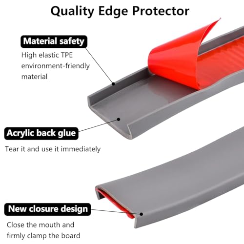 Image of 16.4ft U-Shape TPE Self Adhesive Veneer Edging Trim Flexible Edge Protector for Furniture Corner & Edge Safety Guards, DIY Furniture Edge Strip for Countertop Table Cabinet Shelf Repair (16mm, Gray)
